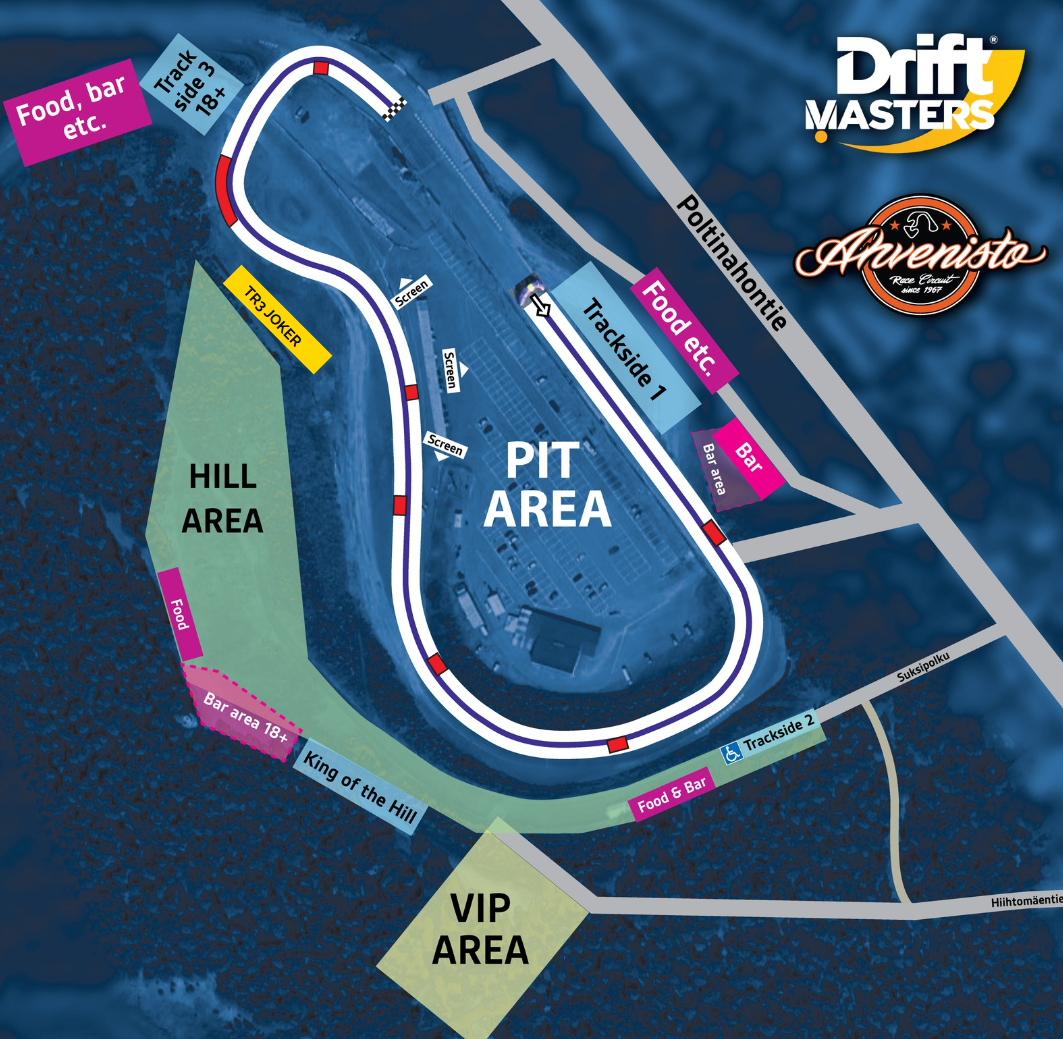 Aluekartta Drift Masters